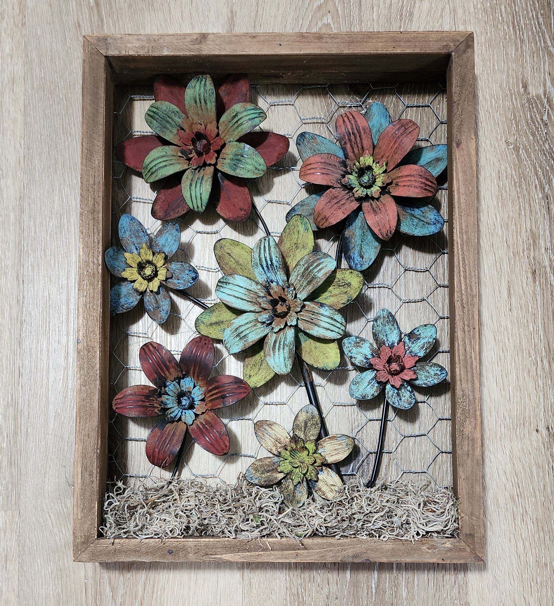 rustic metal flower framed art by Cooks Creations