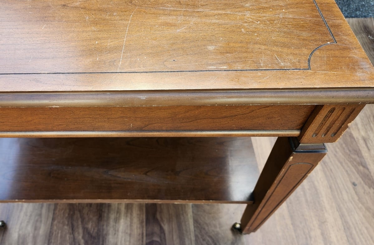 scratches on vintage end table