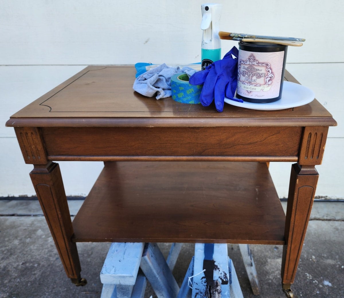 supplies for painting a vintage end table