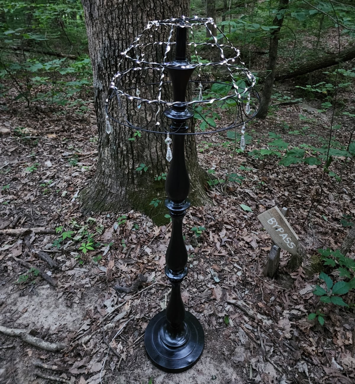 DIY garden light from an old lamp base
