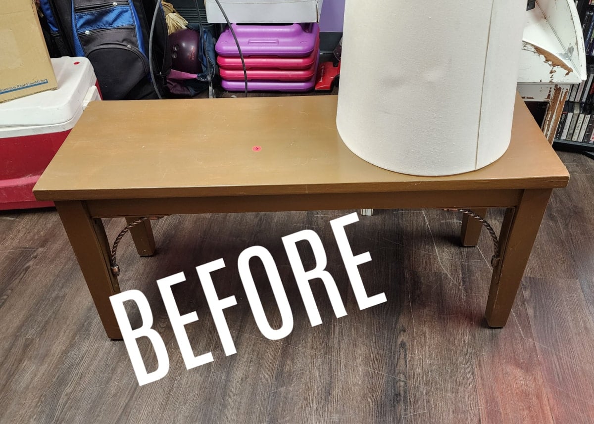 before thrift store bench