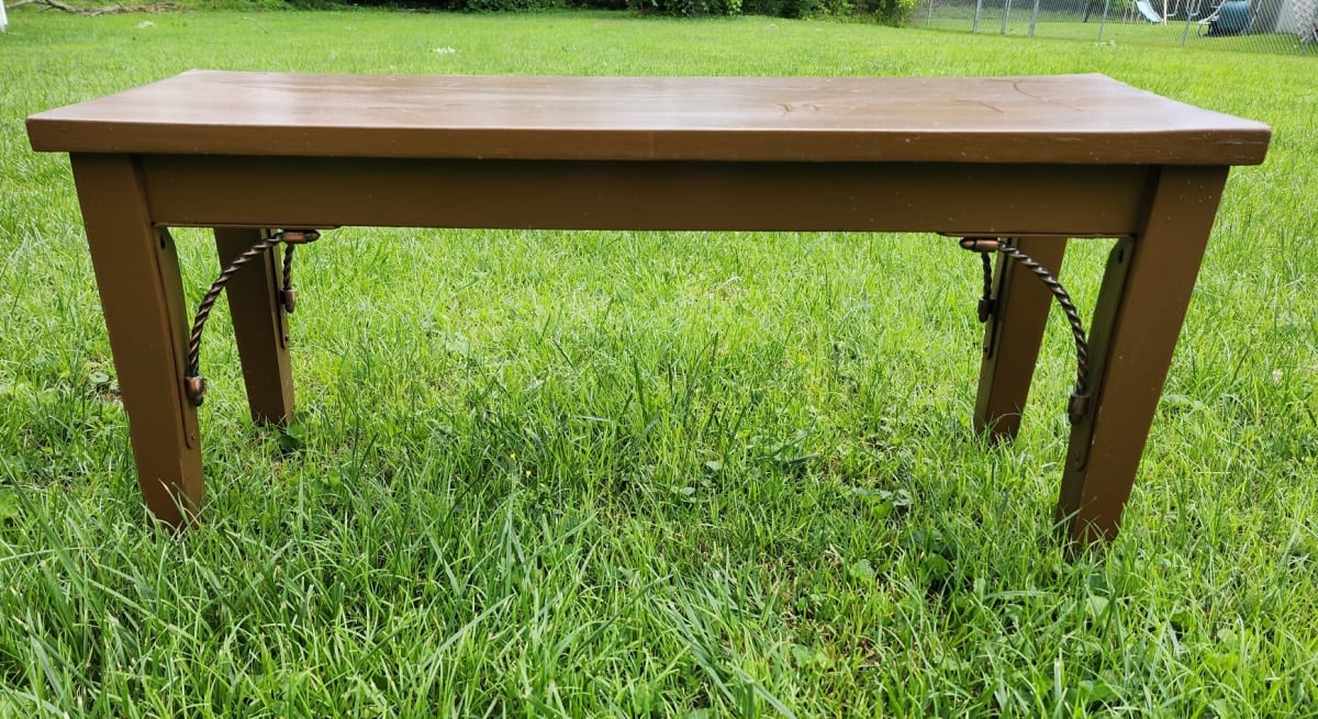 brown thrift store bench