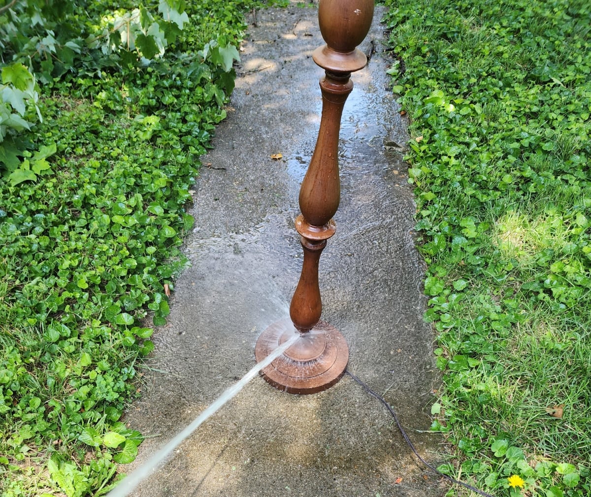 clean a thrift store lamp with a hose