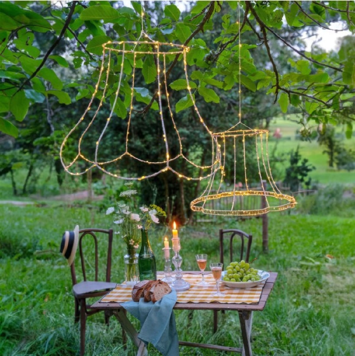hanging fairy lights from the twinkling tree