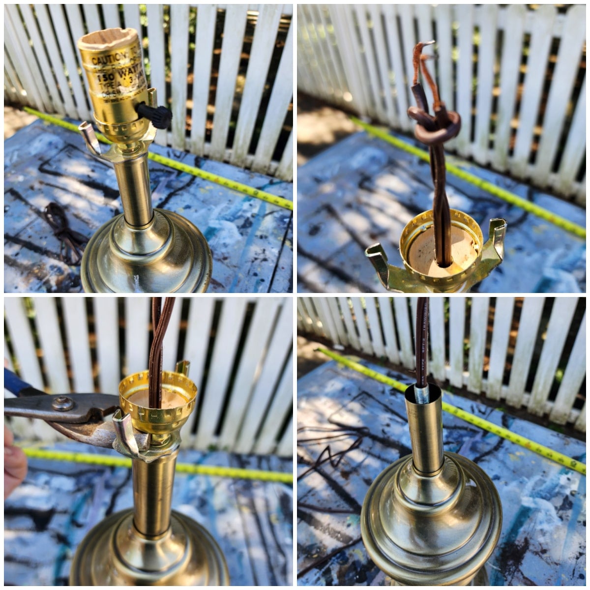 how to dismantle a lamp base wiring
