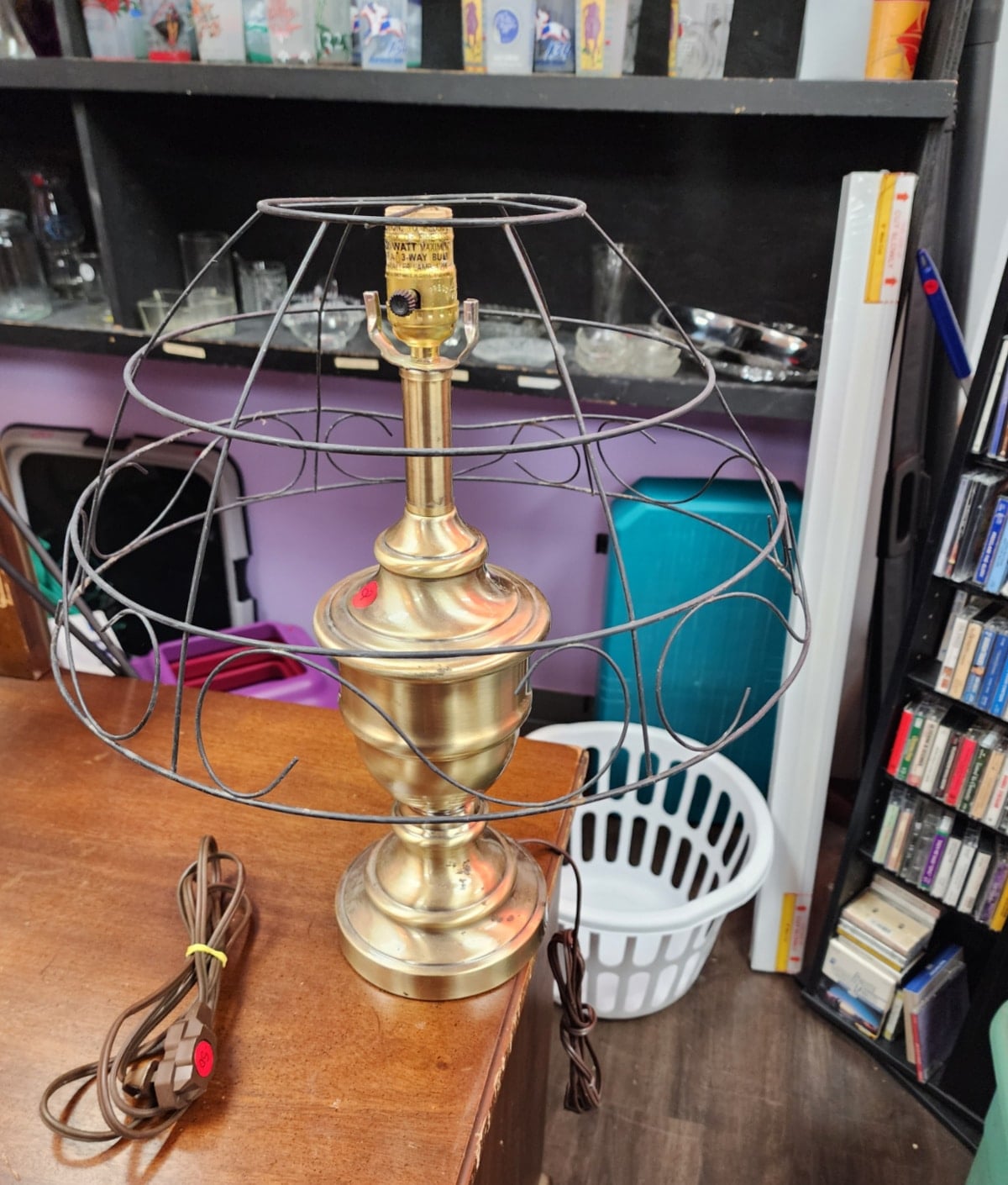 lamp and wire basket before