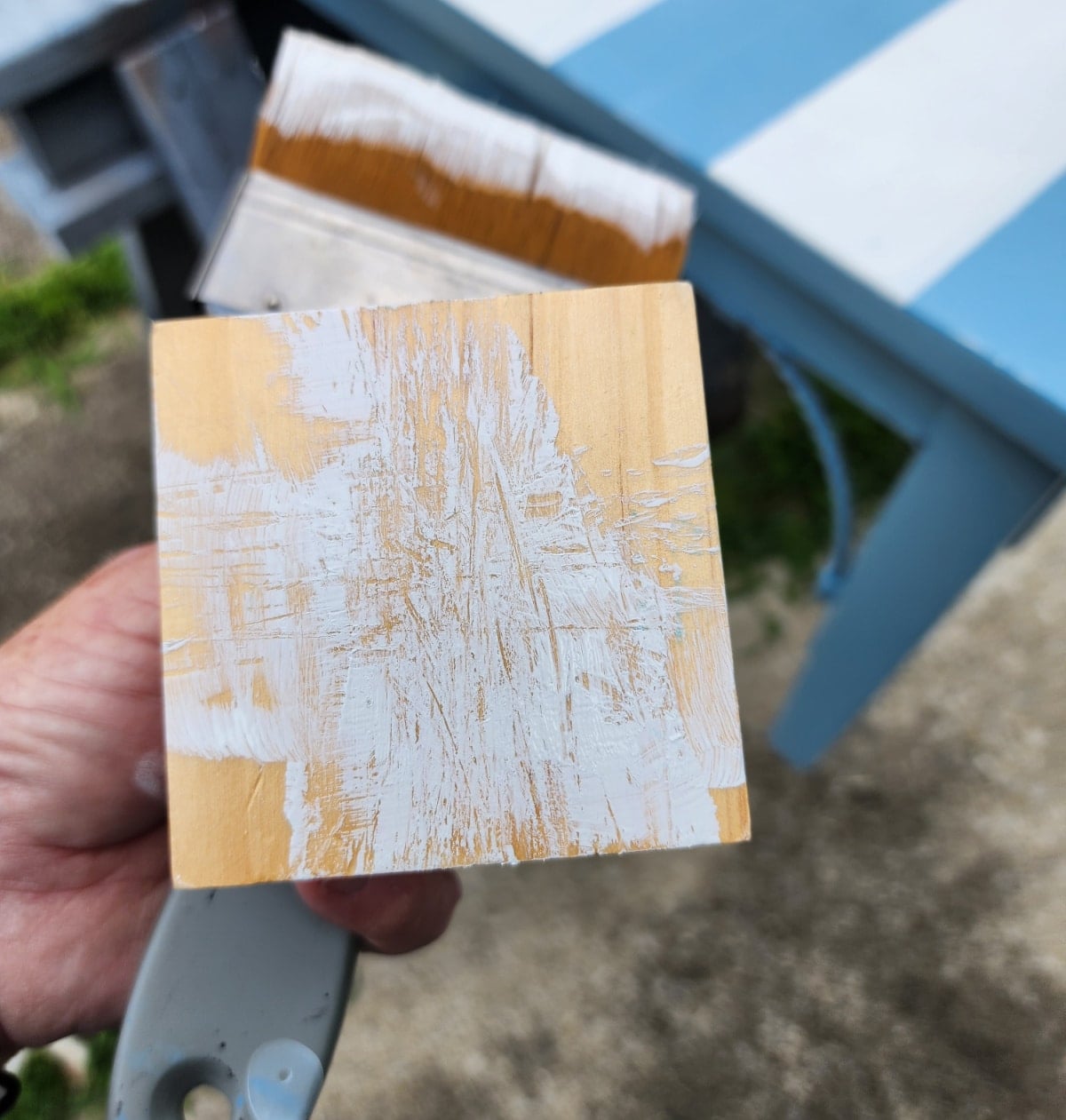 light layer of paint on distressing block