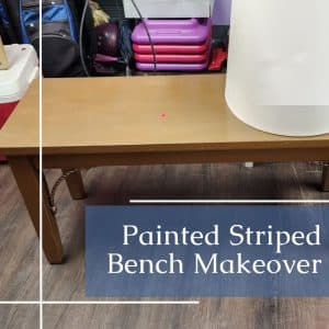 paint light stripes on a blue bench