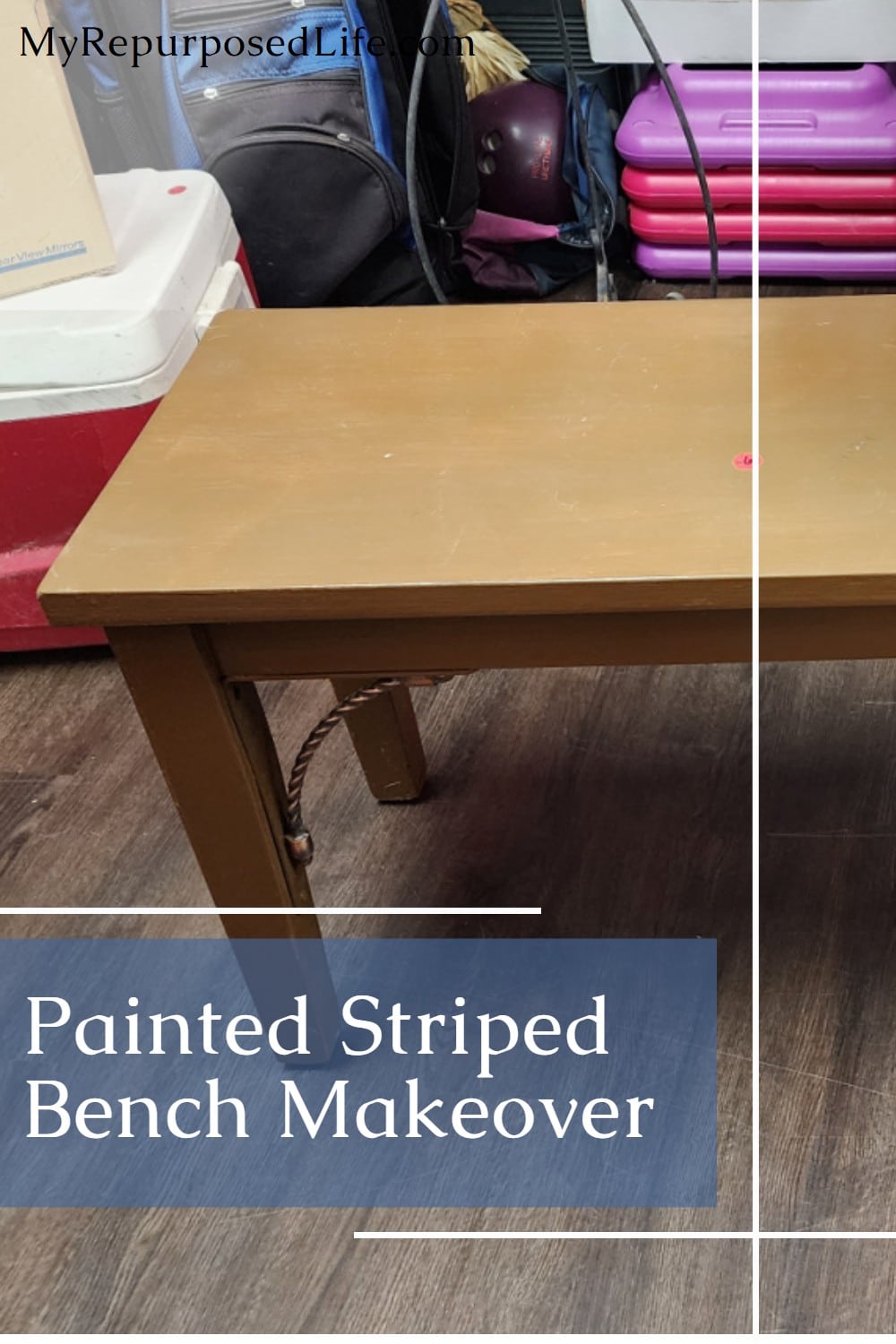 paint stripes on bench via @repurposedlife