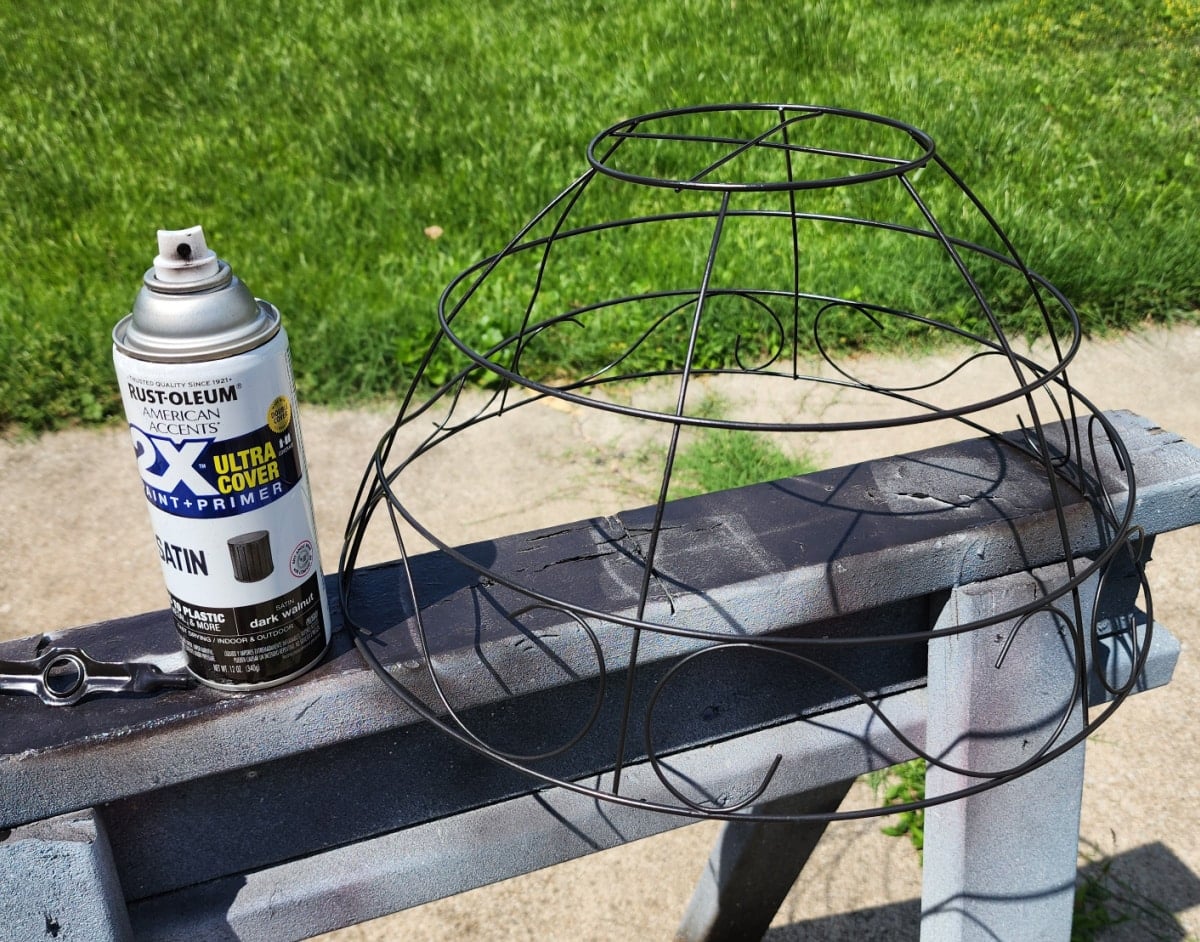 paint wire basket with dark walnut spray paint