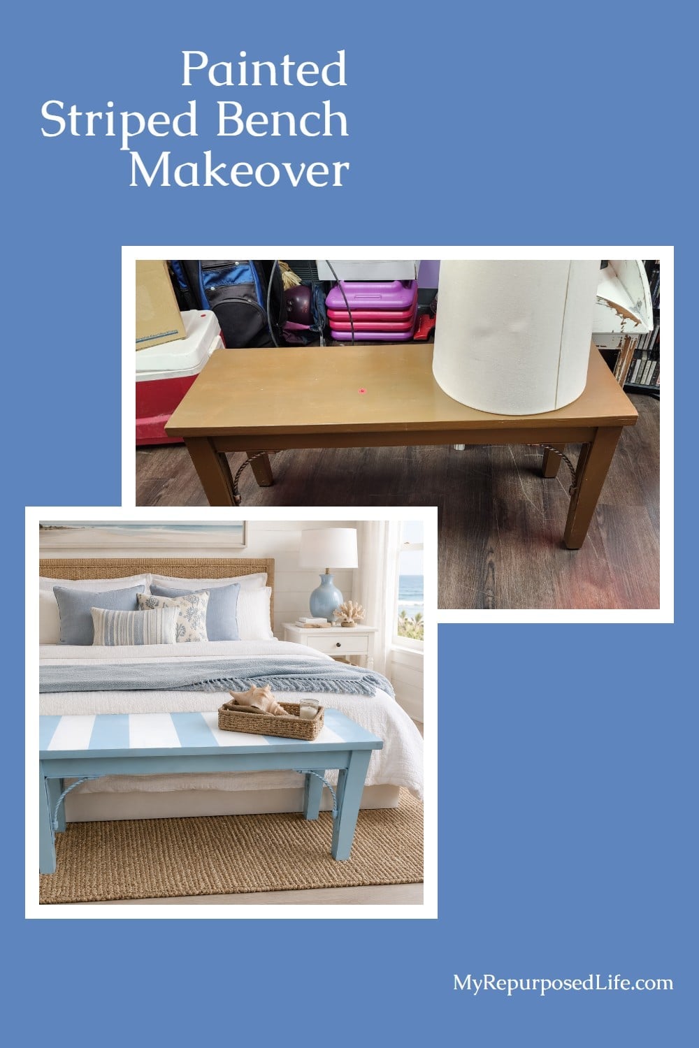 painted stripes on a bench via @repurposedlife