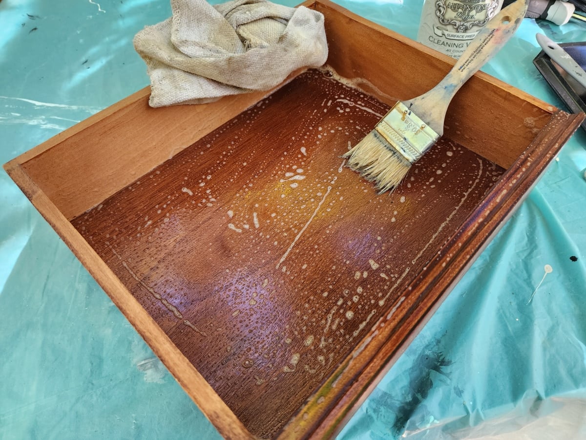 clean inside of drawer with surface prep