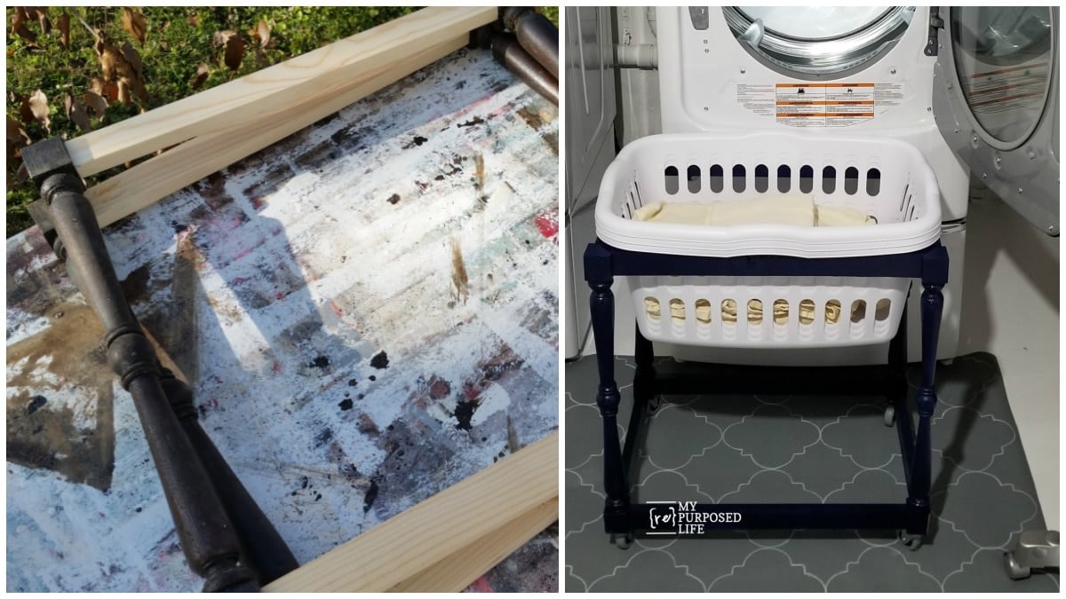 make a custom laundry cart from spindles