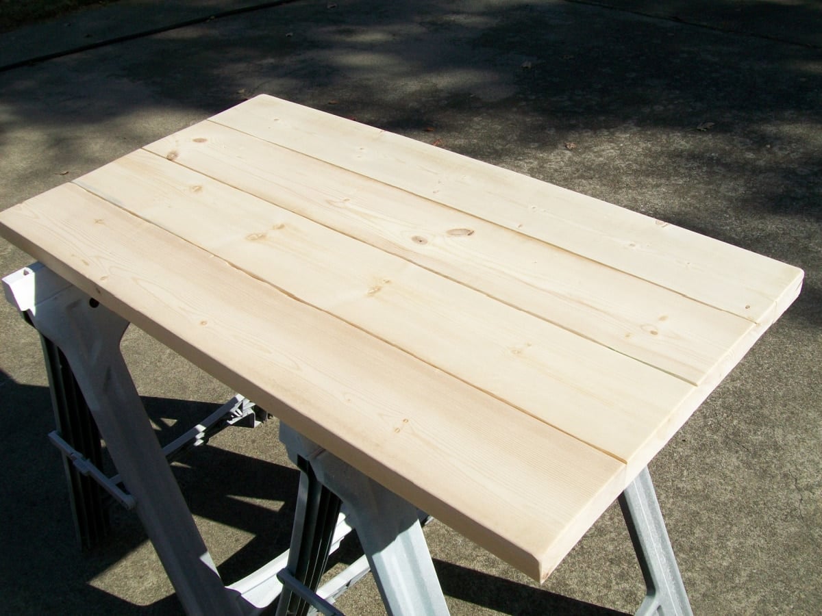 pretty kitchen island top sanded and ready to paint