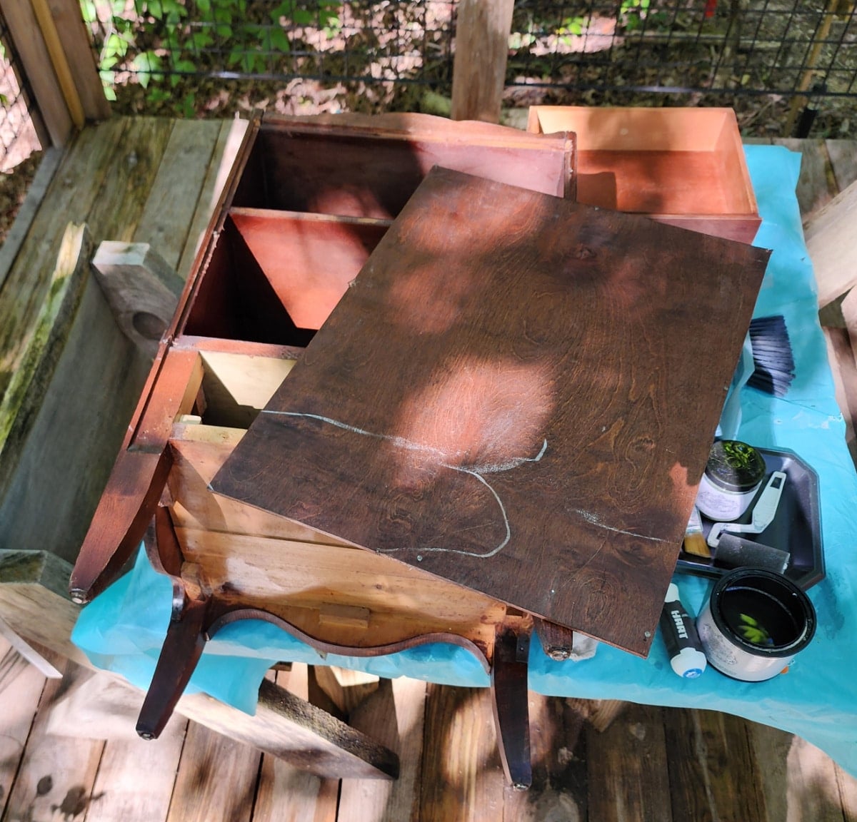 remove the back from the vintage phone stand cabinet