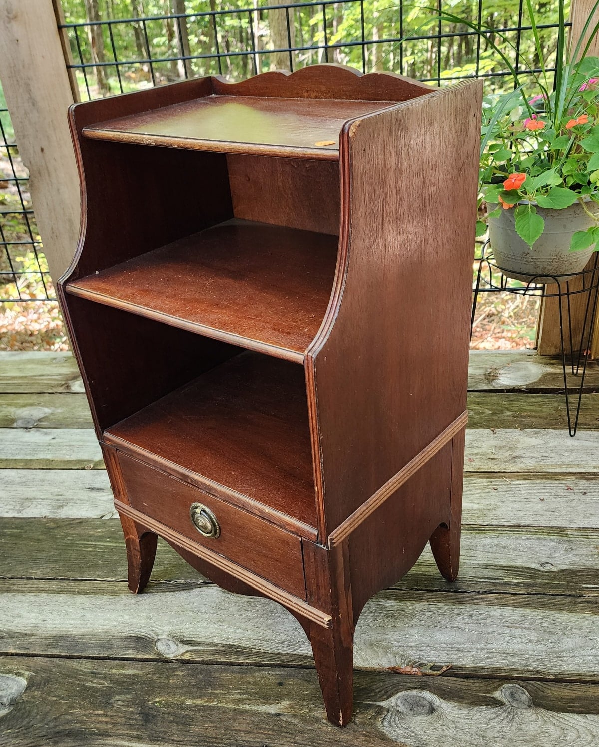 side view of vintage wooden cabinet