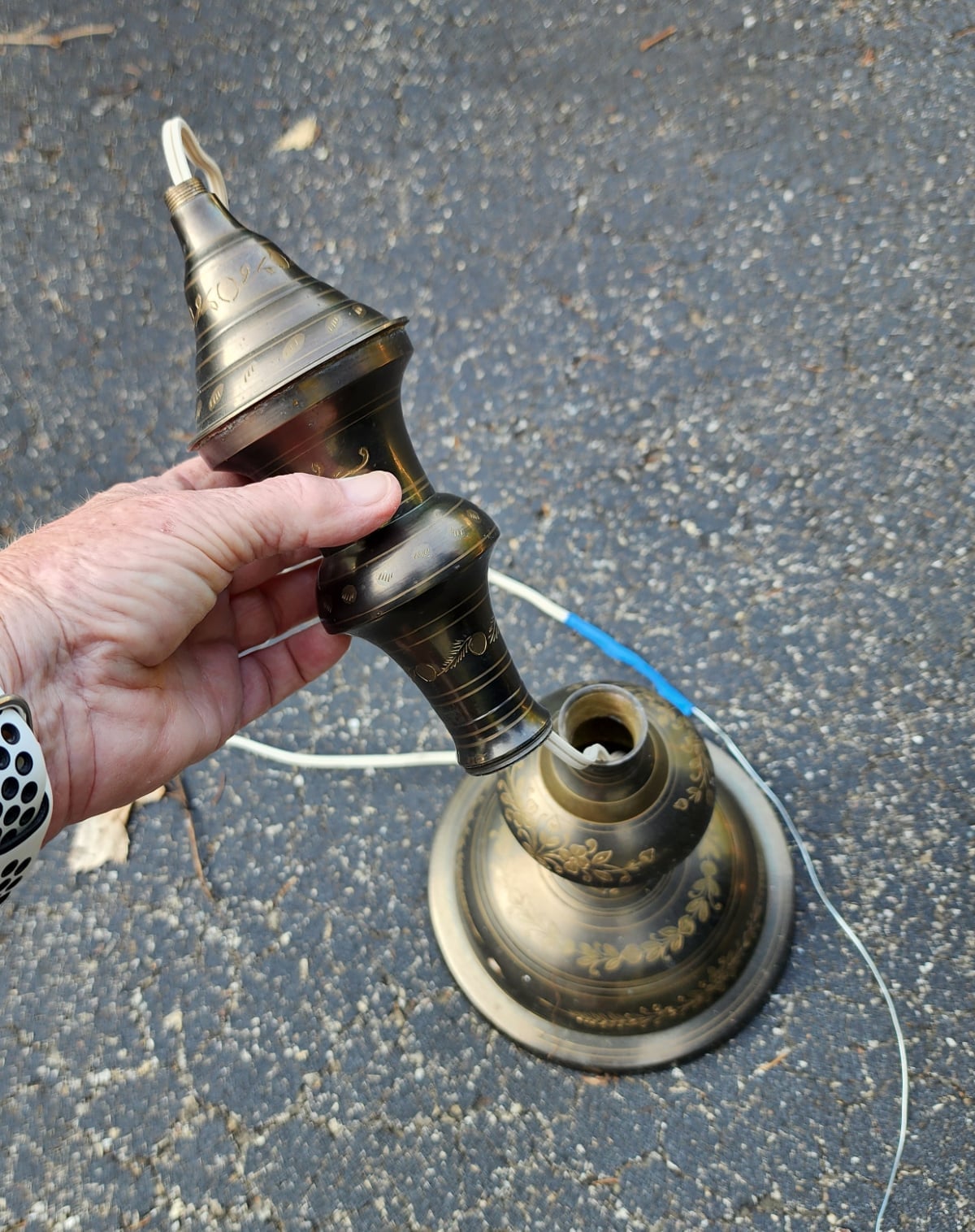 attach upper lamp to lamp base