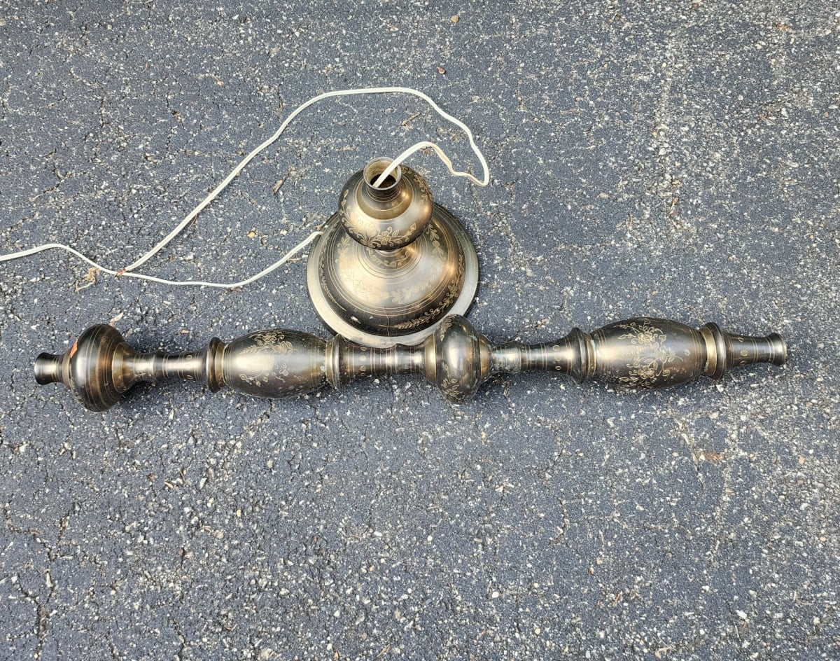 dismantled floor lamp into table lamp