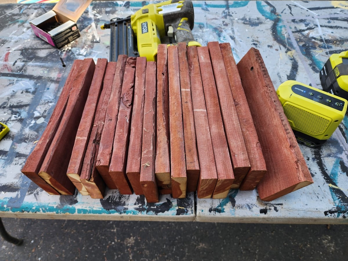 boards cut to make rock sifters