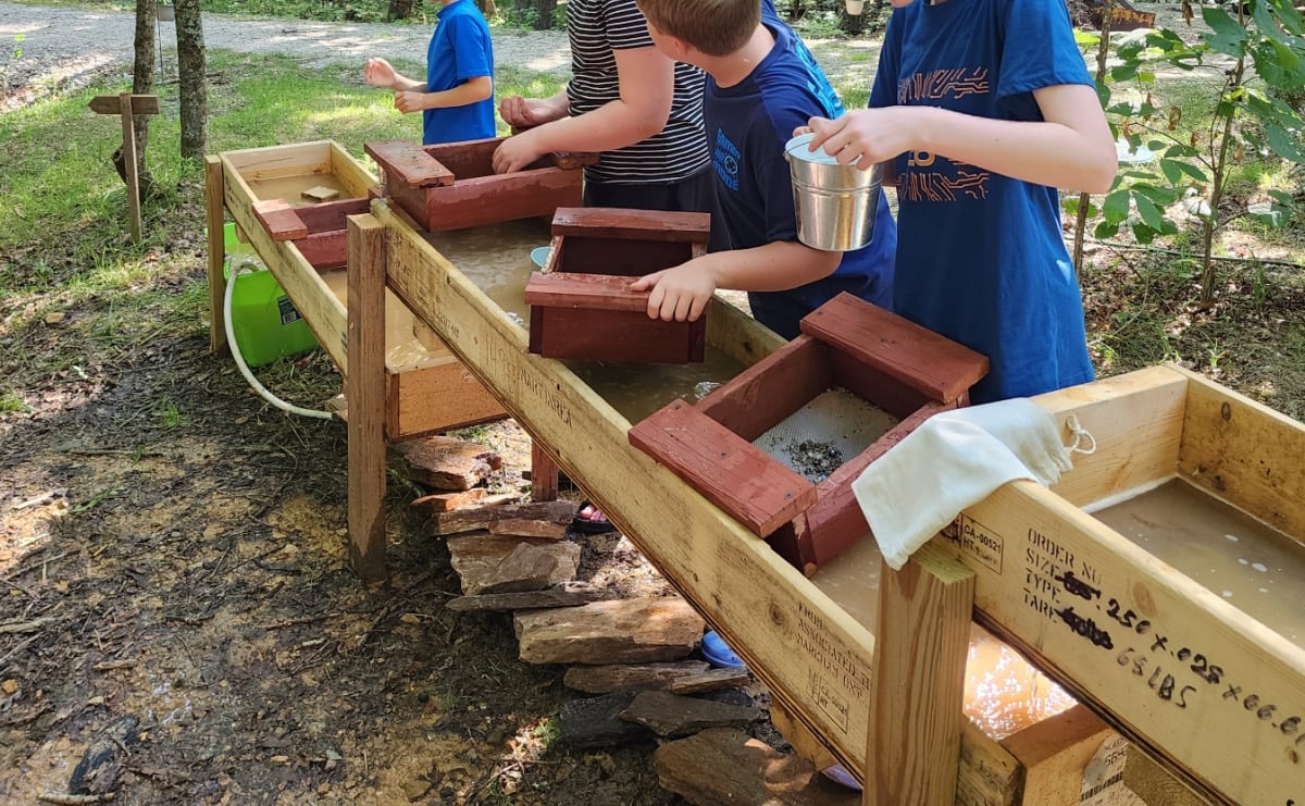 children mining for gemstones