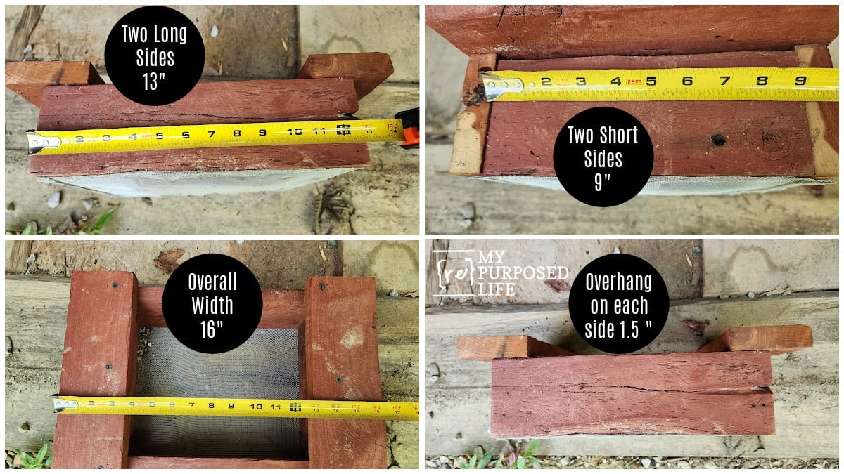 measurements for gem mining sifter box