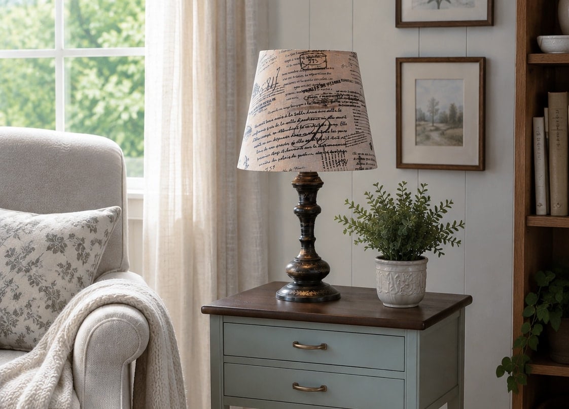 new table lamp made from an old floor lamp on a green table