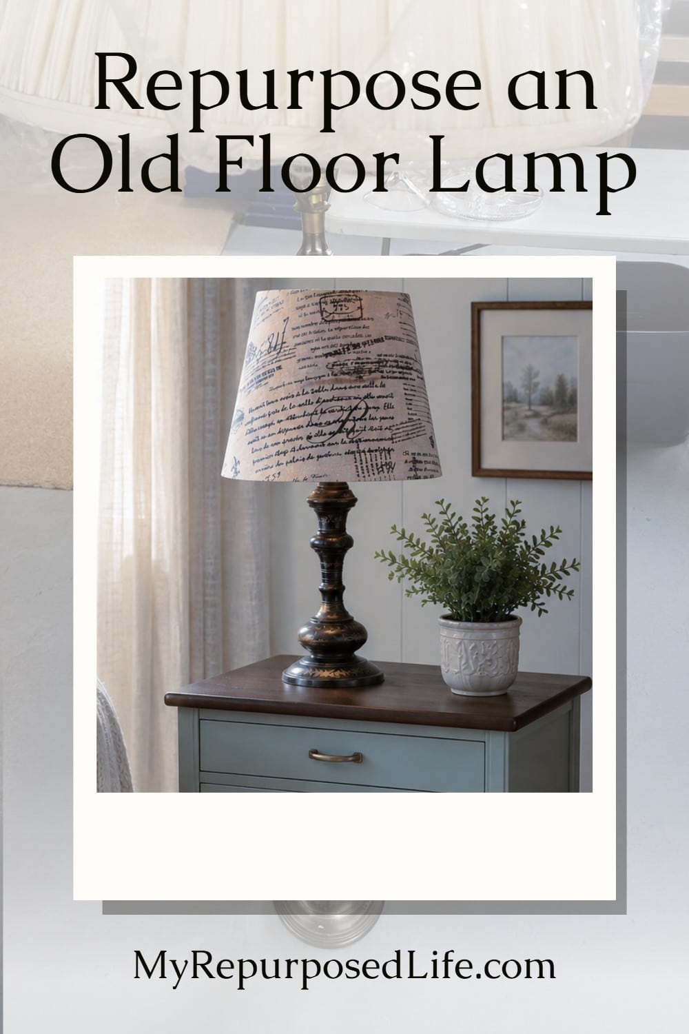 old floor lamp into new table lamp via @repurposedlife