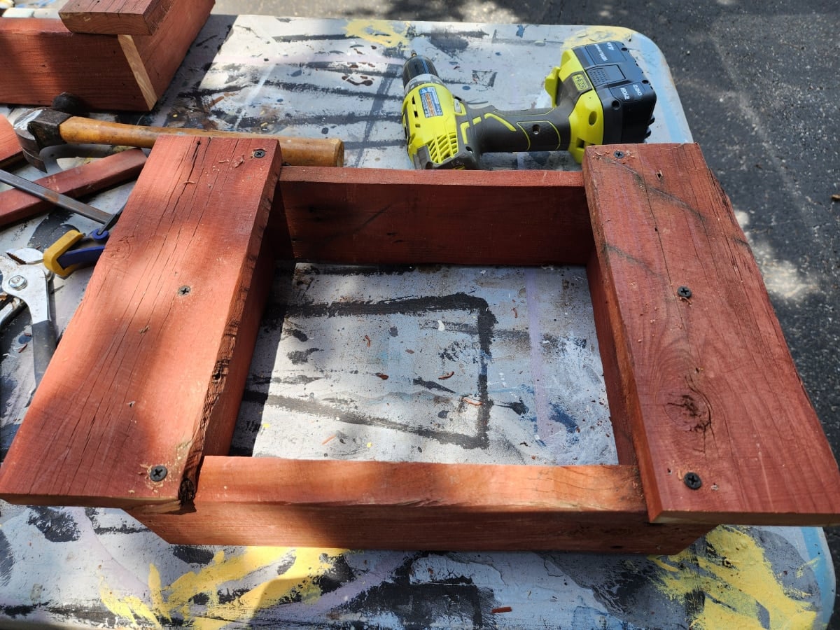 top view of gem mining sifter box