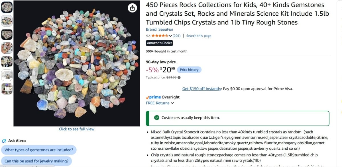 tumbled chips and crystals