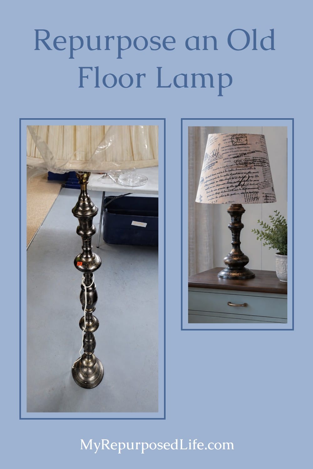 turn a floor lamp into a table lamp via @repurposedlife