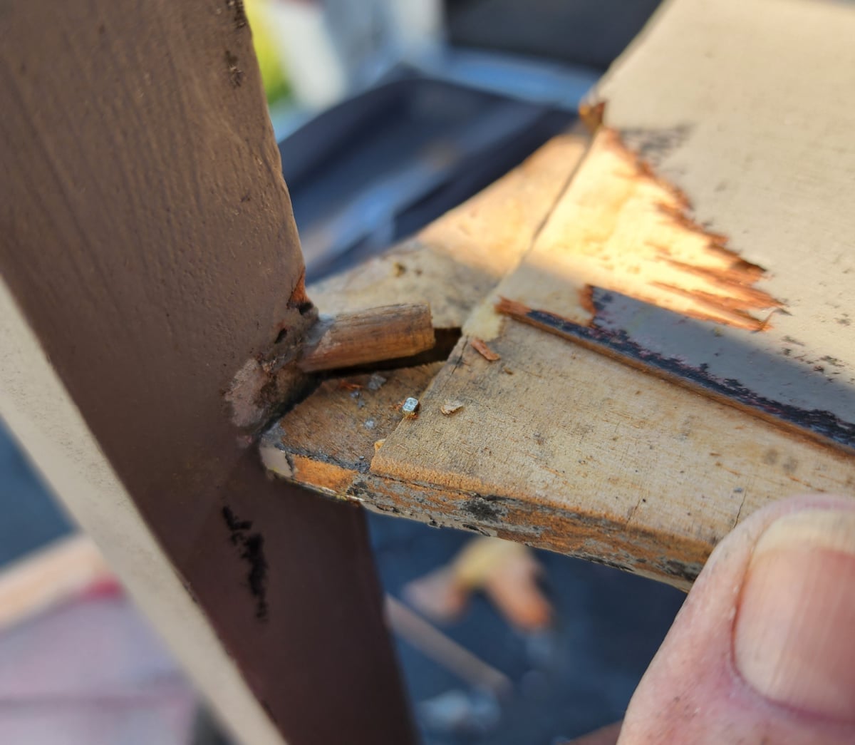 broken shelf and missing veneer