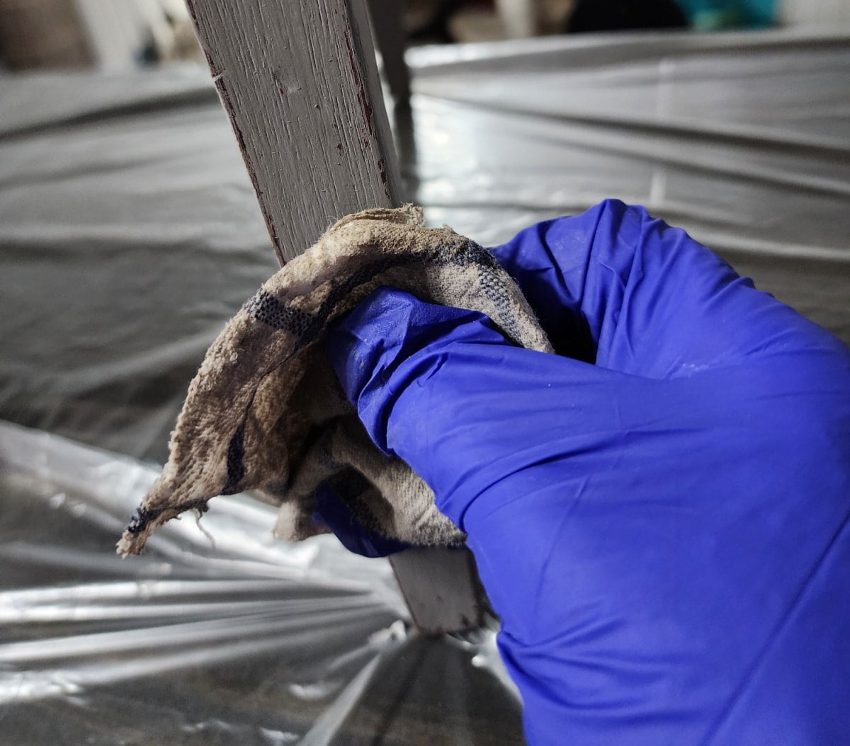 cleaning furniture with HTP surface prep