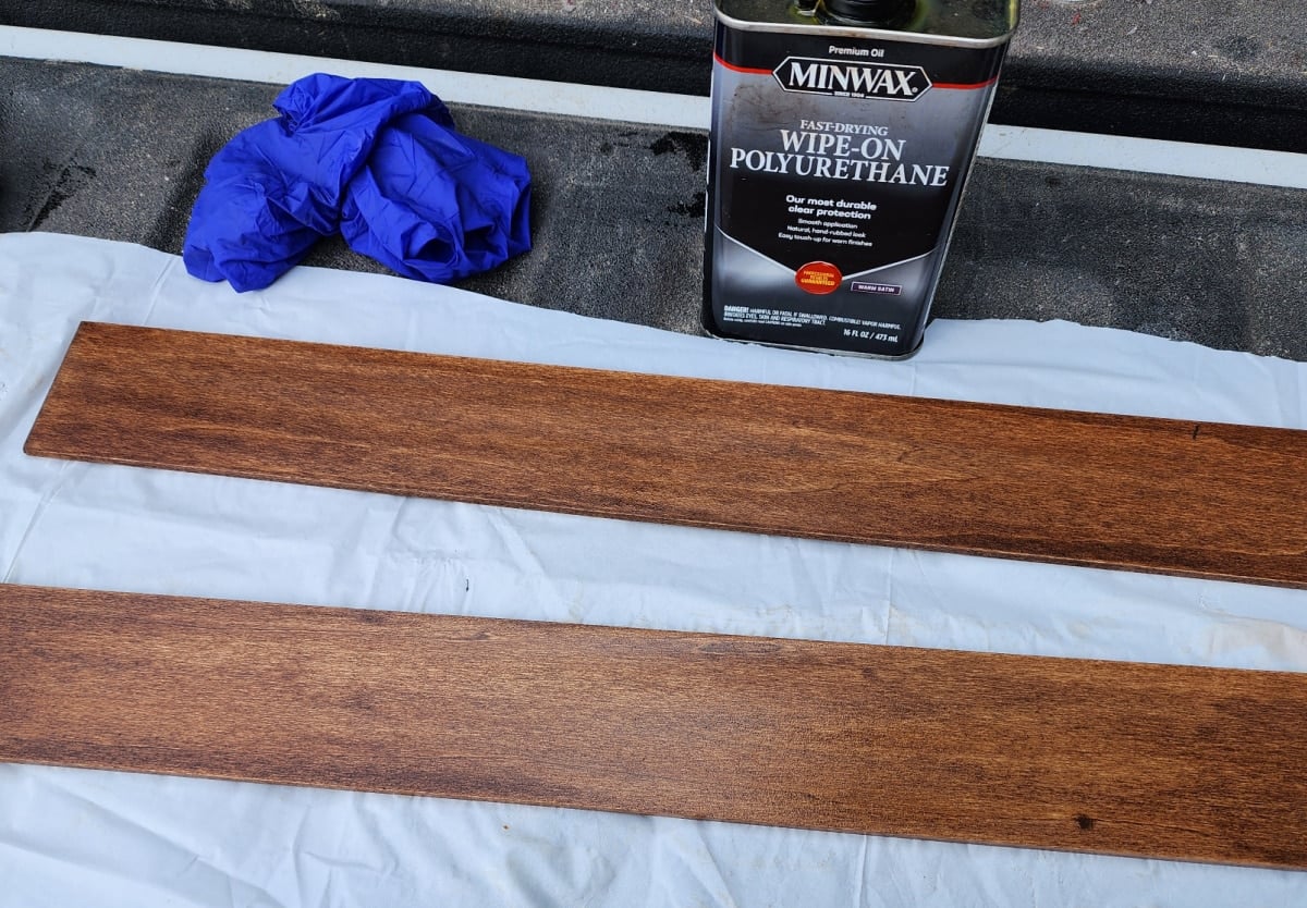 planks after one coat of wipe-on poly