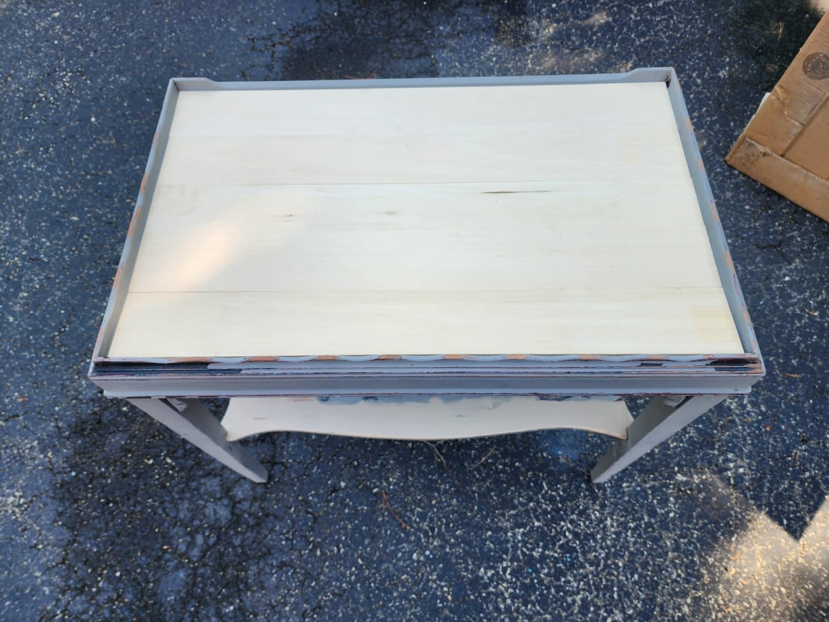 wood slats on a side table top