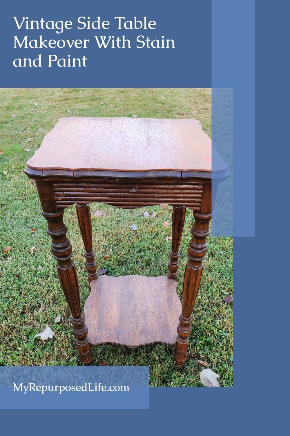 Table With Pin Boards Vintage Side Table Makeover in Dusty Blue - My Repurposed Life®