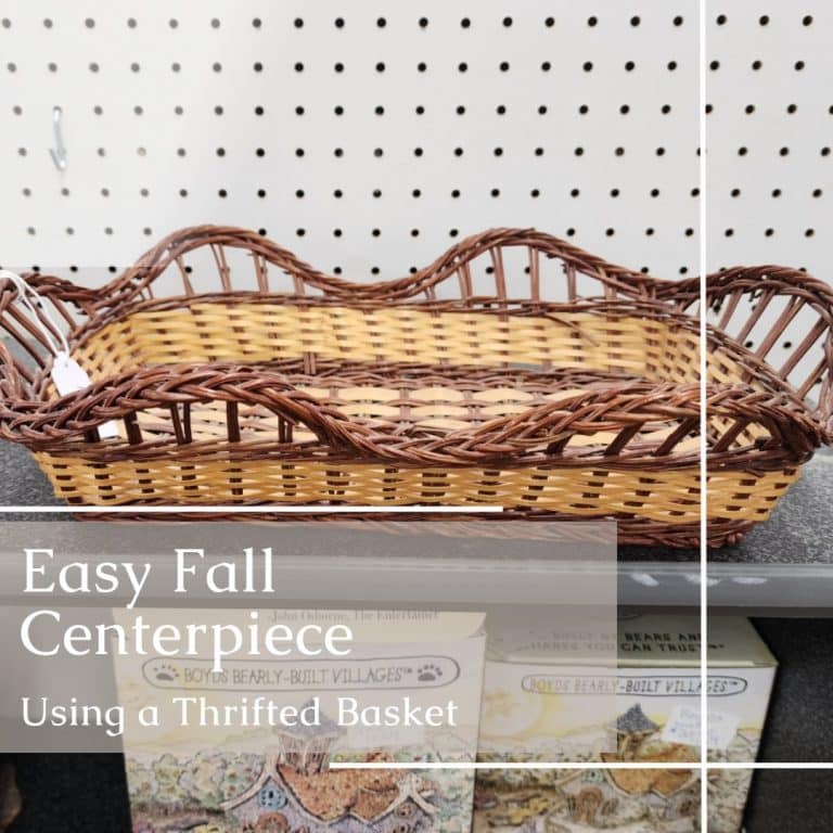 add thrift finds to a thrifted basket for fall decor