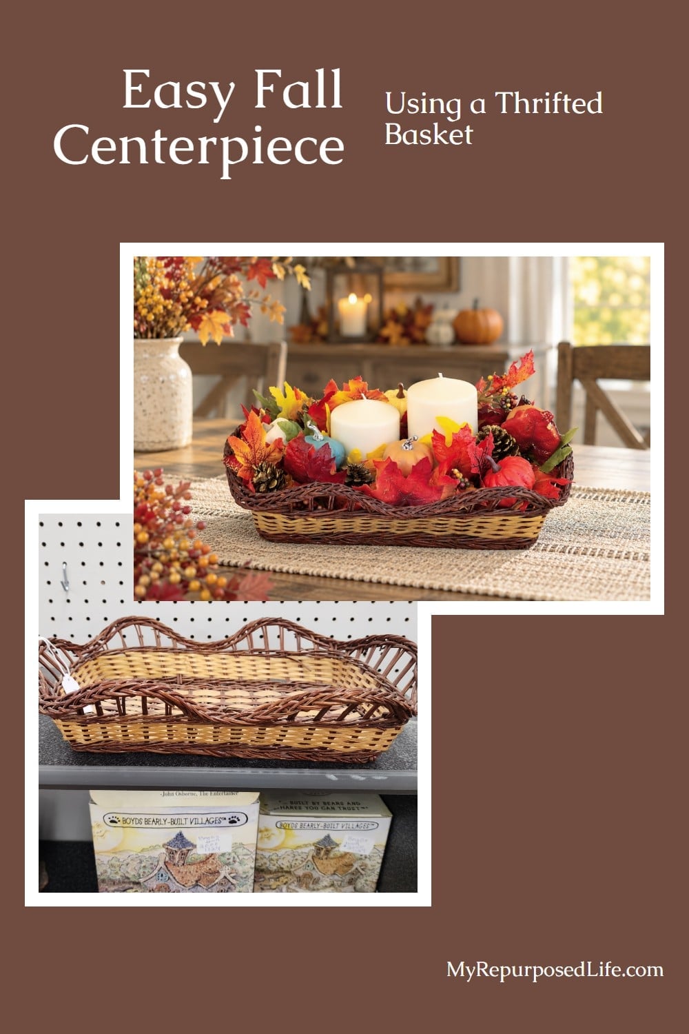 easy fall centerpiece using thrift store finds