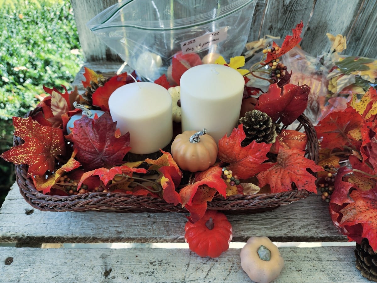 fall centerpiece with candles